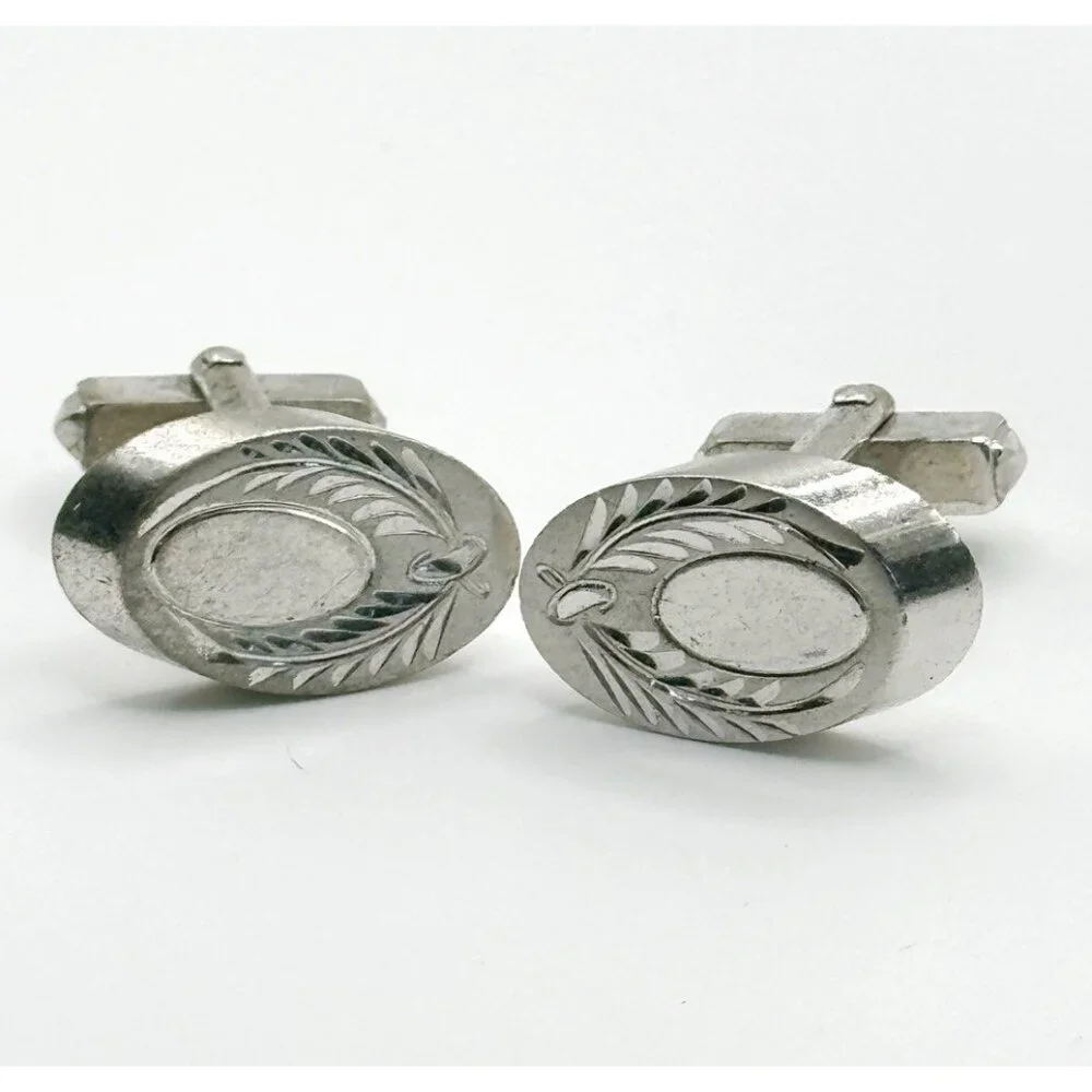 Anson Etched Sterling Silver‎ Cufflinks 3/4 Inch